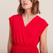 Robe évasée taille smockée rouge femme