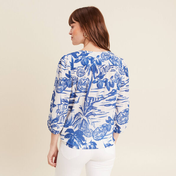 Blouse manches 3/4 blanc femme