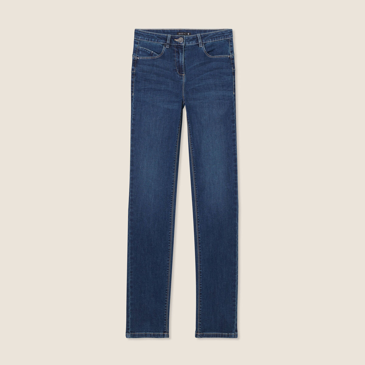Jean ajusté taille standard long denim brut femme