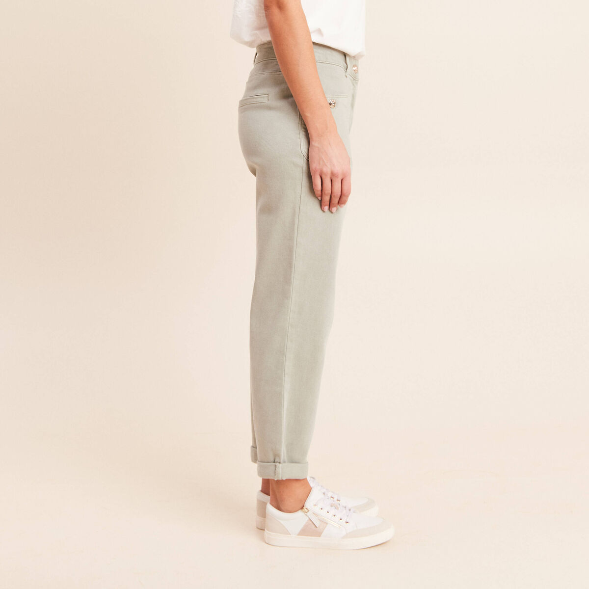 Jean coupe mom 7/8&egrave;me vert clair femme