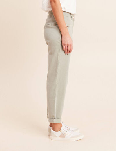 Jean coupe mom 7/8&egrave;me vert clair femme