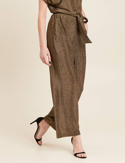 Pantalon large taille haute vert kaki femme