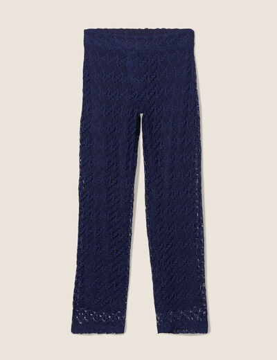 Pantalon flou dentelle 7/8ème bleu foncé femme