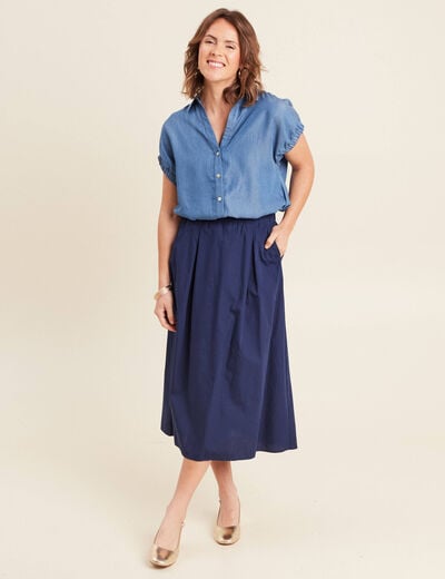 Jupe longue évasée femme bleu foncé femme