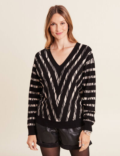 Pull manches longues noir femme