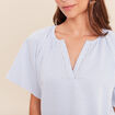 Blouse courte bas resserr&eacute; bleu femme