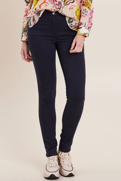 Pantalon léger taille standard long bleu marine femme