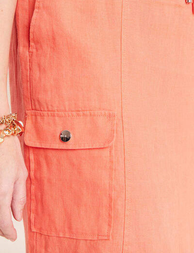 Jupe standard aspect lin orange fluo femme