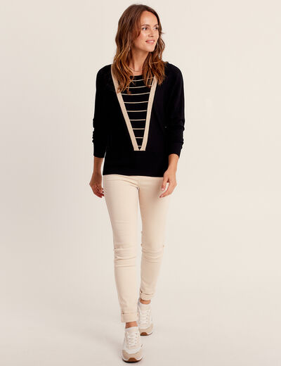 Pull manches longues noir femme