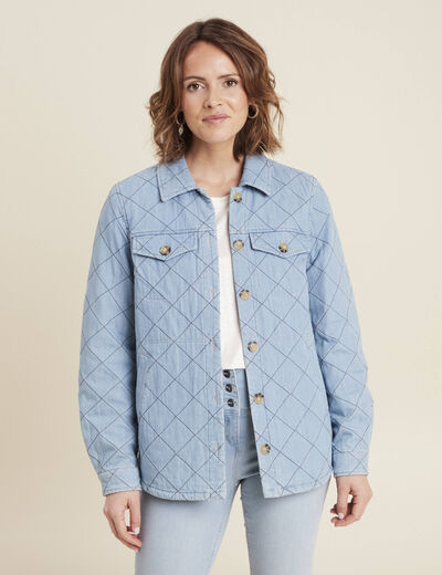 Surchemise manches longues denim double stone femme