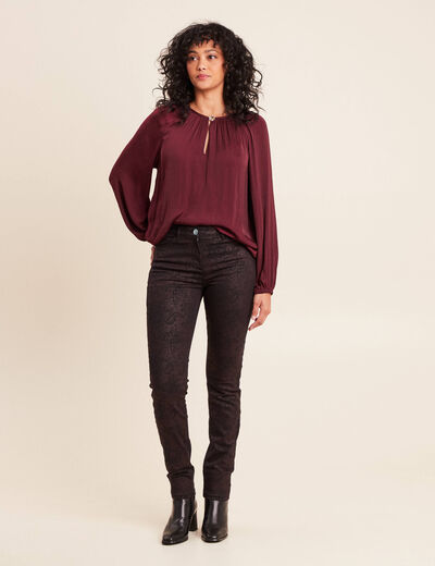 Pantalon magique L'Unique coupe ajust&eacute;e bordeaux femme