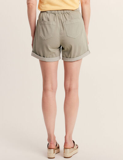 Short droit taille élastiquée vert clair femme