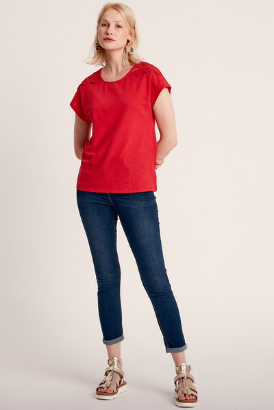T-shirt manches courtes rouge femme