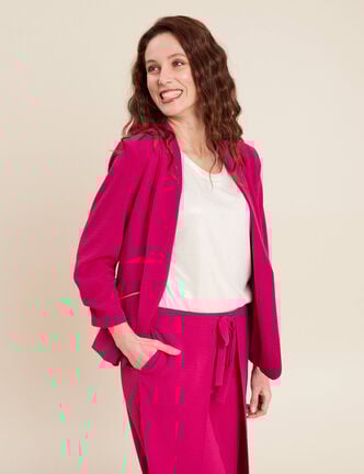 Veste fluide col châle rose fushia femme