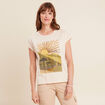T-shirt manches courtes perles sable femme