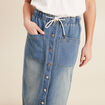 Jupe longue droite en jean denim double stone femme