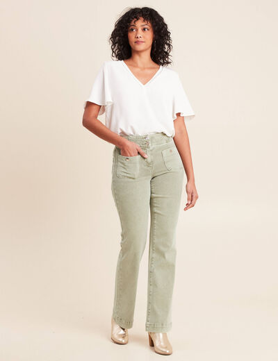 Jean coupe bootcut taille haute vert clair femme