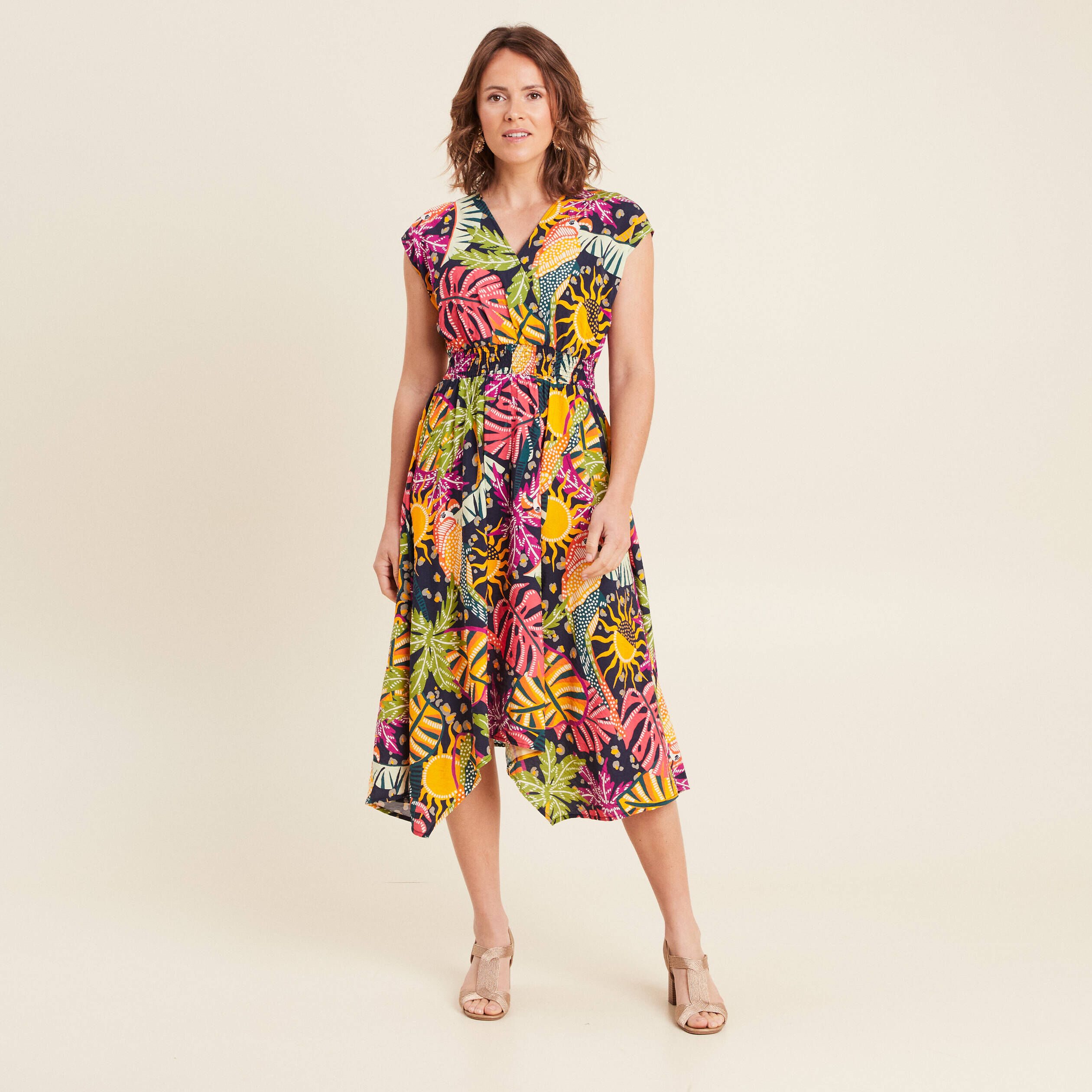 Robe Coton Sans Manches Imprime Monaco