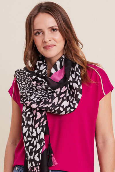 Foulard à pampilles noir femme