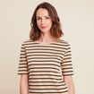 T-shirt col rond marron clair femme