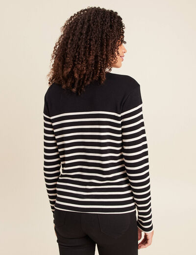 T-shirt broderie en coton noir femme