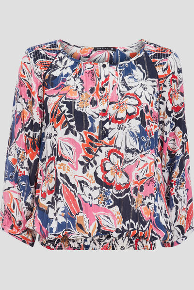 Blouse manches 3/4 orange foncé femme