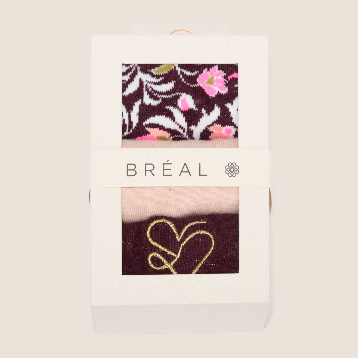 Coffret lot de 3 paires de chaussettes rose femme