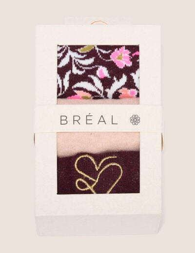 Coffret lot de 3 paires de chaussettes rose femme
