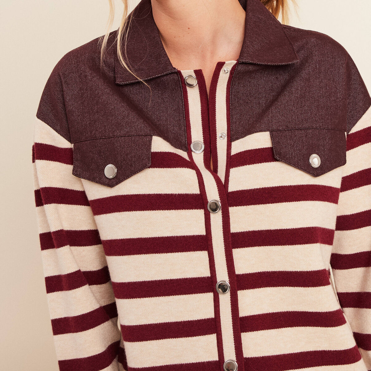 Gilet manches longues bordeaux femme