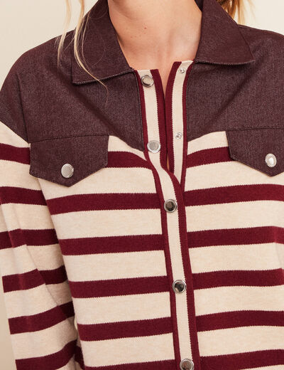 Gilet manches longues bordeaux femme