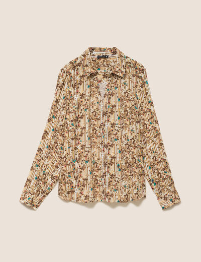 Chemise ajust&eacute;e manches longues marron femme