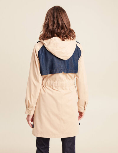 Trench d&eacute;perlant avec capuche doubl&eacute; beige femme