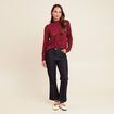 T-shirt cintr&eacute; col montant dentelle bordeaux femme