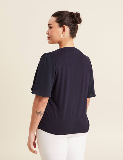 T-shirt manches courtes bleu foncé femme