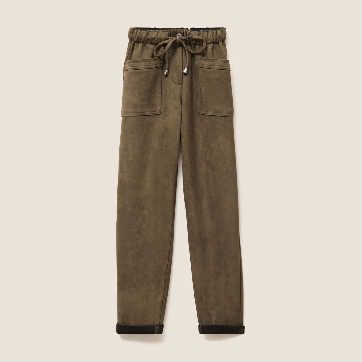 Pantalon coupe mom 7/8&egrave;me vert kaki femme