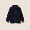 Manteau droit effet mouton bleu fonc&eacute; femme