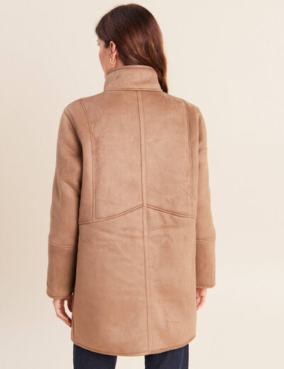 Manteau col montant sable femme