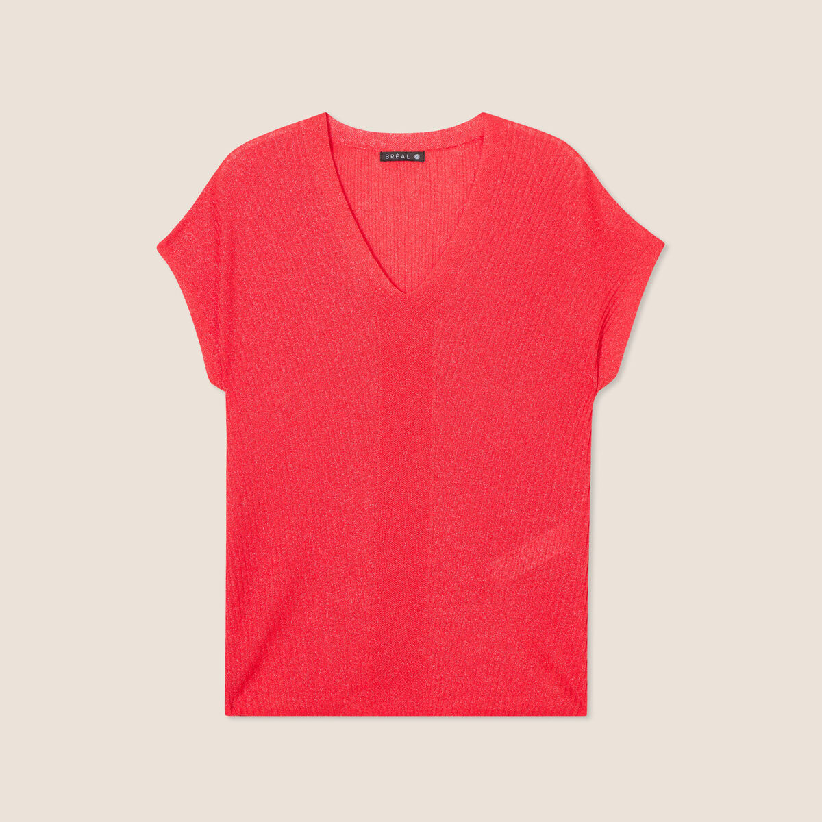 Pull à manches courtes rouge femme