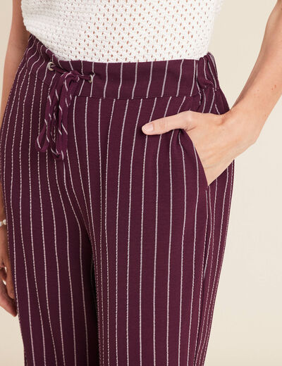 Pantalon large 7/8ème taille haute bordeaux femme