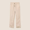 Pantalon large taille haute ivoire femme
