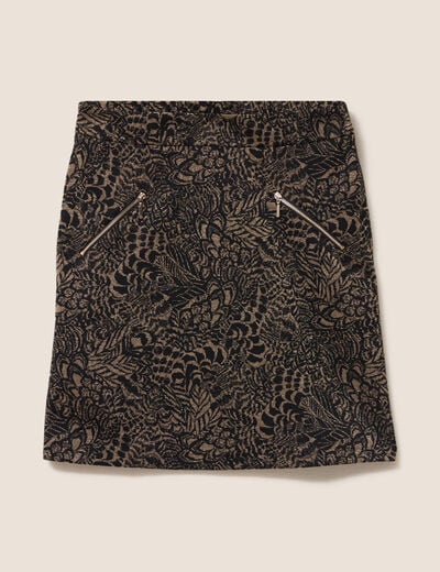 Jupe jacquard courte vert kaki femme