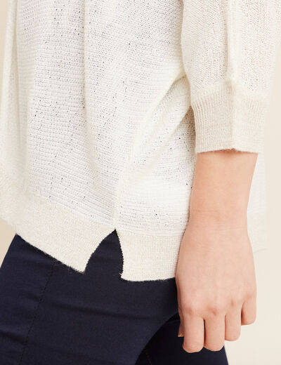 Gilet manches 3/4 ecru femme