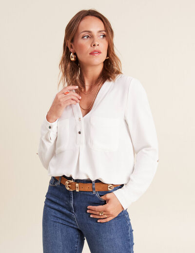 Blouse manches longues ecru femme