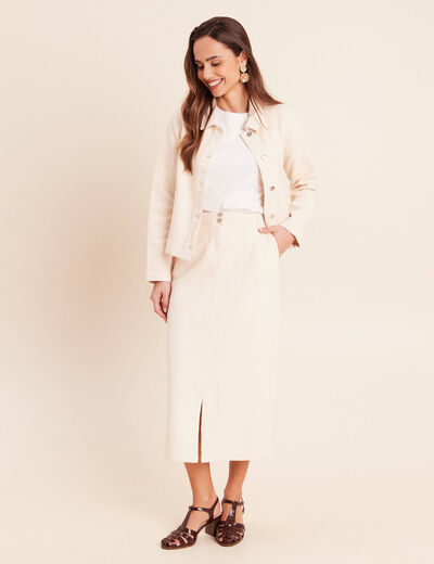 Jupe en coton taille standard ivoire femme