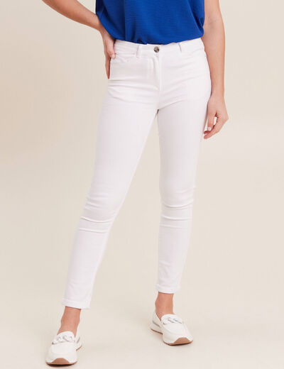 Jean coupe ajust&eacute;e 7/8&egrave;me blanc femme