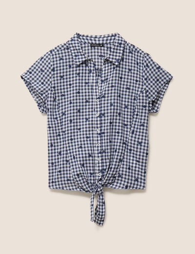 Chemise nou&eacute;e bleu femme