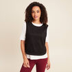 Top cintr&eacute; sans manches col rond noir femme
