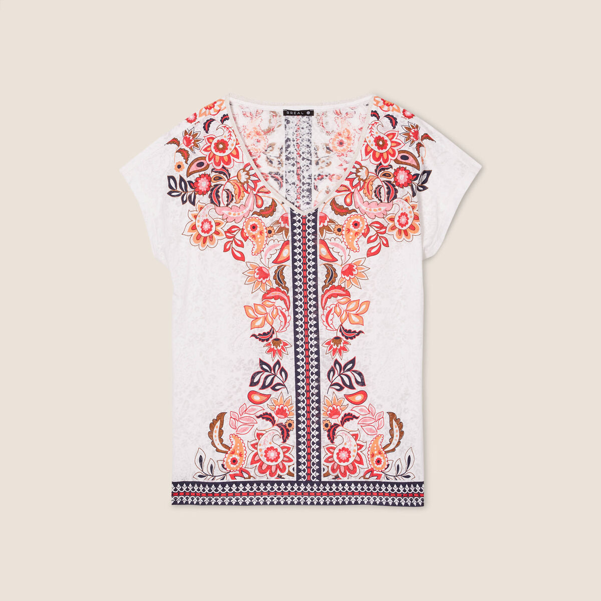 T-shirt manches courtes ecru femme