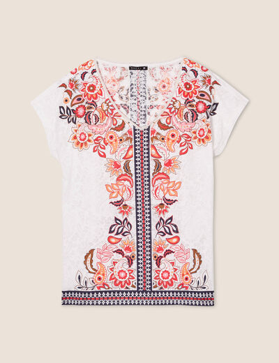T-shirt manches courtes ecru femme