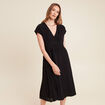 Robe évasée courte manches courtes noir femme